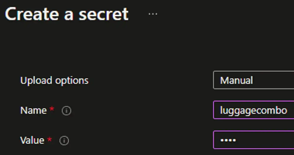 Storing a secret in Azure Key Vault